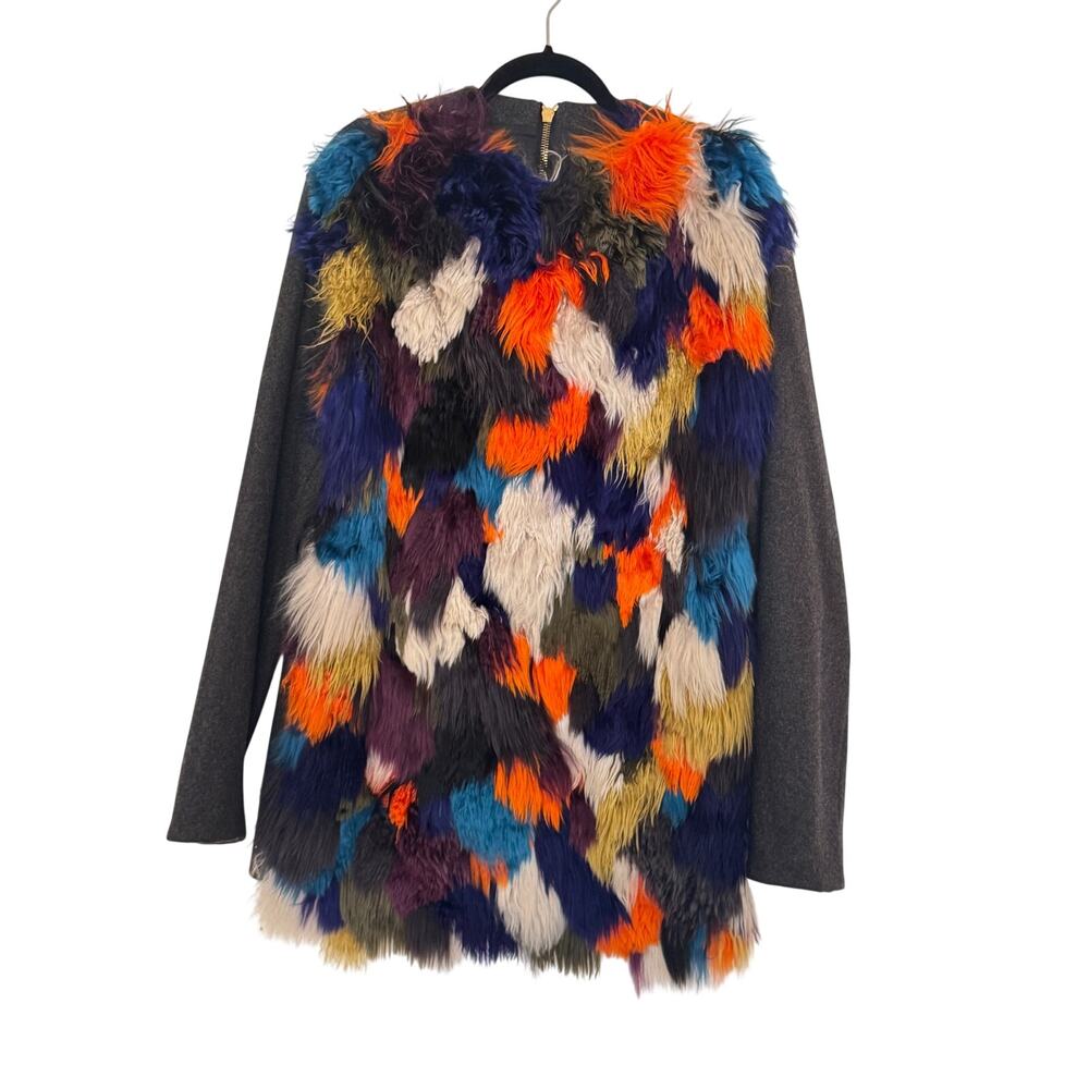 Marni NWT Multicolor Wool Crew Neck Sweater with Alpaca Fur Size 48